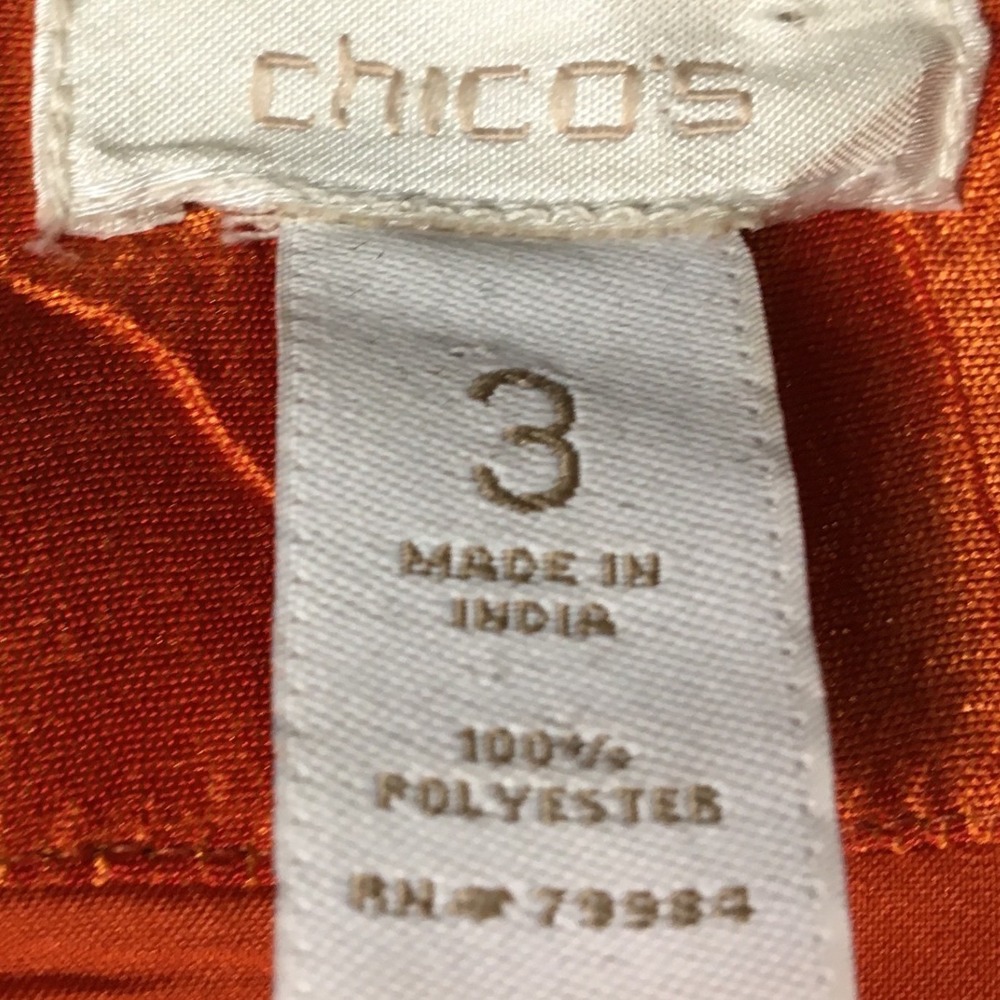 Chicos‎ Orange Dupioni Silk Look Slubbed Three Button Blazer Jacket Size 3 - Picture 4 of 6